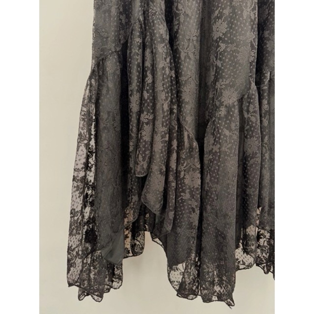 Cider Black Floral Lace Asymmetrical Midi Skirt 1XL Gothic Whimsigoth Victorian - Picture 7 of 7